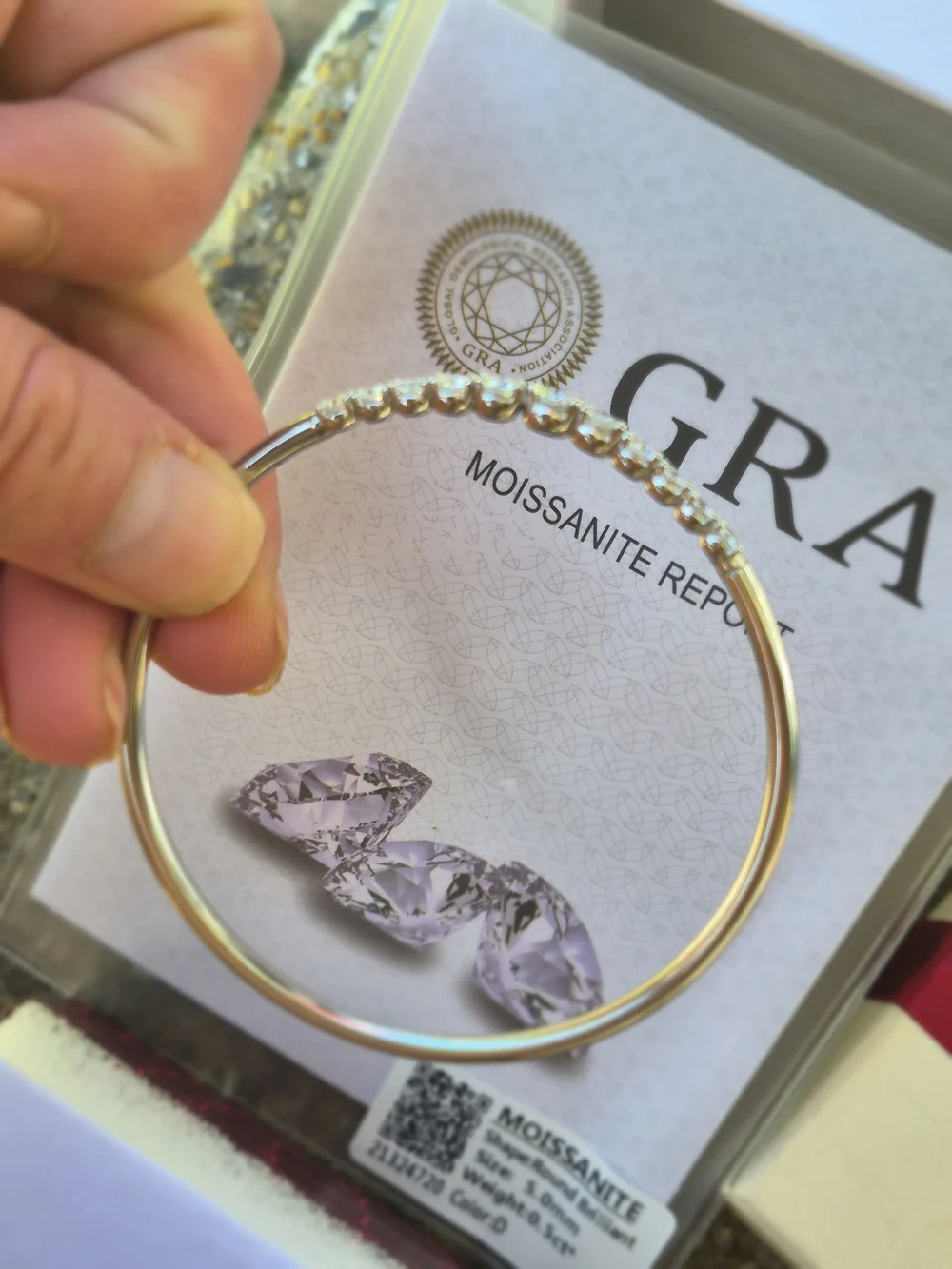 GRA Certified VVS1 3.6 CT*Moissanite Cuff Bangle New